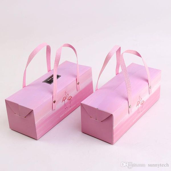 Neue Ankunft Rosa Süße Flamingo Tragbare Kuchen Boxen Handtuch Roll Verpackung Boxen Hochzeit Party Geschenk Boxen Liefert Fabrik Großhandel LX1120