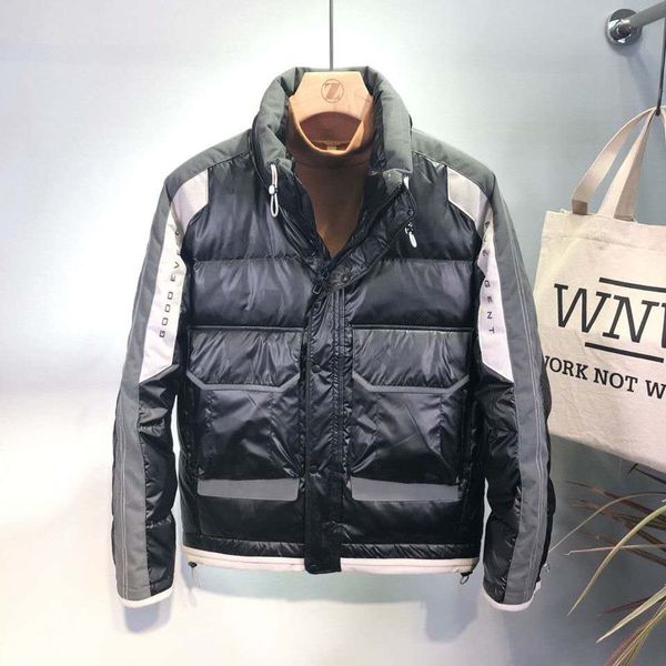 

мужская зима пуховик winterbreaker густые теплые буквы с капюшоном вышивка повседневная с капюшоном толстым пальто мода зимняя куртка вниз, Black