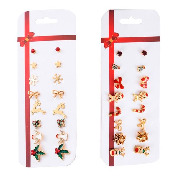 

stud christmas earring set x-mas tree snowflake elk earrings kit holiday festive ornament jewelry gift women, Golden;silver