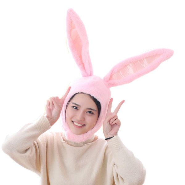 

japanese cute plush funny eastern ears cap mask kids halloween party cosplay animal hood hat winter warm costume, Blue;gray