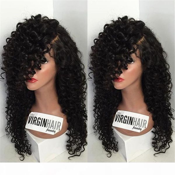 

brazilian fashion curly long black human hair glueless full lace wigs for african americans bleached knots baby hair in stock, Black;brown