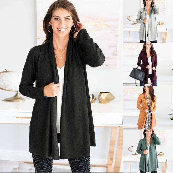 

autumn leisure long-sleeved knitted cardigan black yellow thin jacket grey wrap swing, White