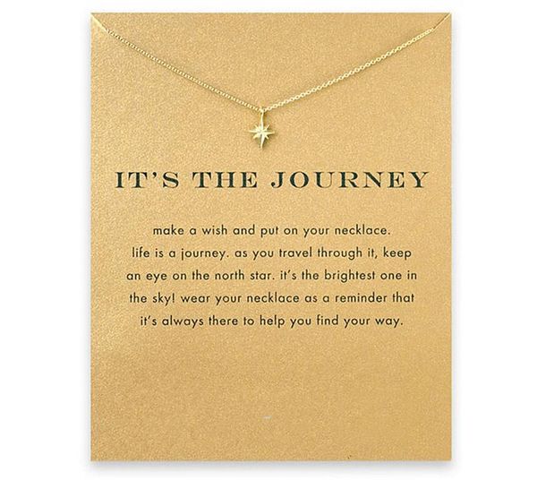 

eight-pointed star choker necklaces with card gold silver polaris pendant necklace for fashion women jewelry it's the journey