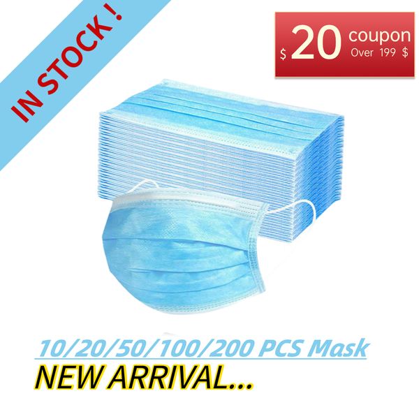 

10/200pc disposable face denta industrial 3ply earloop fashion designer mask seal respirator mascarilla reutilizable