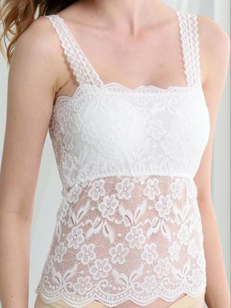 

2020 summer lace floal camisole women strap wrapped chest tank underwear vest breathable crop femme1, Black;white