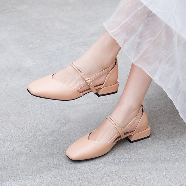 

2020 new high heels sandals women pumps women shoes square head shoes 3.5cm low heels female wedding party sandalia, Black