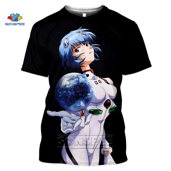 

evangelion genesis asuka anime white aesthetic 3d print shirts funny harajuku hippie men clothing