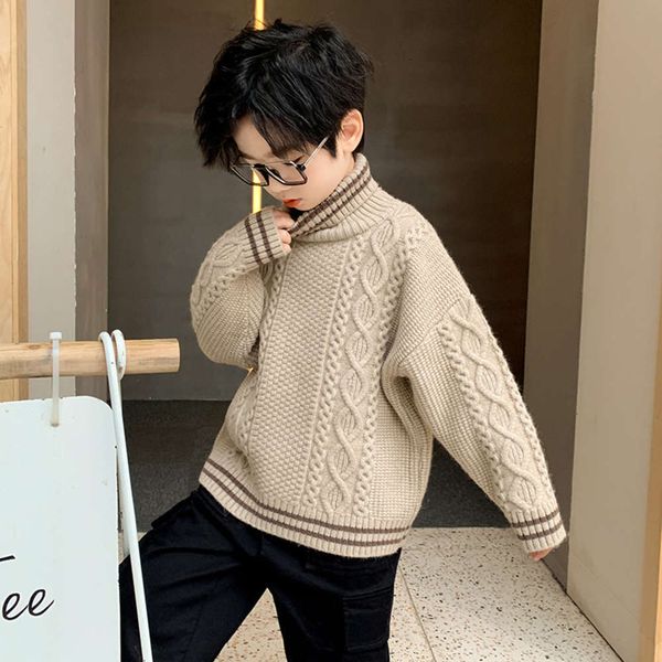 

2020 children's turtleneck school middle pullover boys' t-shirt winter et 12 years old pgpj, Blue