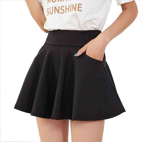

safety pants skirts womens plus size tutu school short skirt pants with pockets suitable for the whole mini saia high, Black