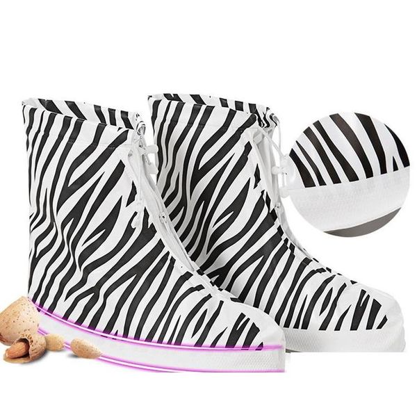 

pvc overshoes women rain boots galoshes reusable shoe covers zebra print waterproof wear direct qylymw ppshop01