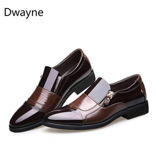 

2020 spring fashion oxford business men dress shoes soft casual breathable men's flats zip men's suit shoes, Black