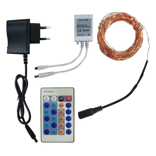 

led copper wire light string 24-key remote control light string waterproof christmas daily color light string wedding l rice