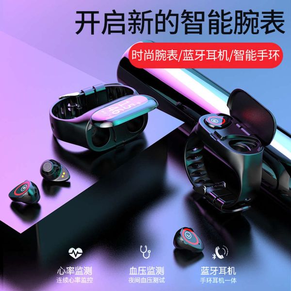

m1 headset smart bracelet color screen two in one rate blood prsure monitoring exercise meter step wirels bluetooth earjk