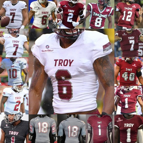 Fußballtrikots 2020 Troy Trojans Football NCAA College 5 Will Choloh 18 Reddy Steward 26 B.J. Smith 12 Jacob Free 9 Richard Jibunor 1 Terence Dunlap