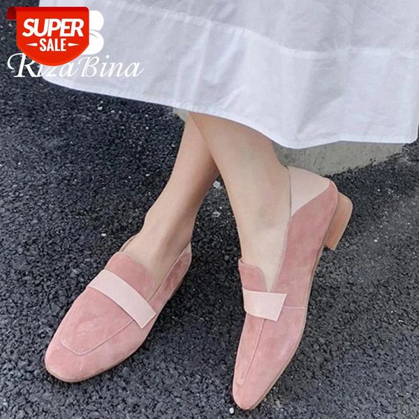 

rizabina new women flat shoes suede real leather sweet fashion shores women vacation footwear size 34-40 #k94r