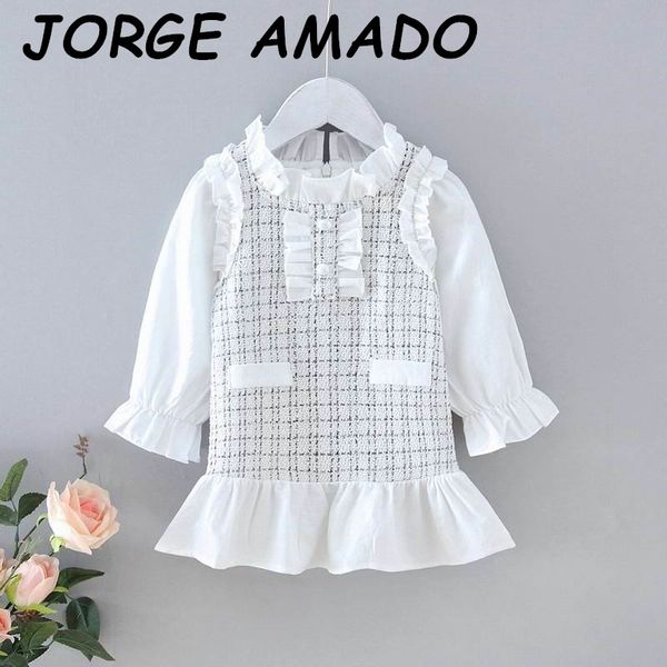 

girls dress 2020 autumn new fall dress white black plaid long sleeve princess dress for girls kids clothes e20502, Red;yellow