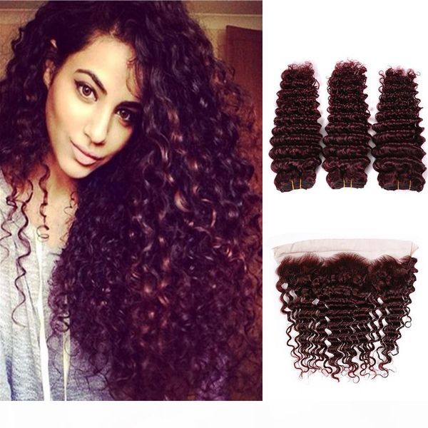 

laurinda hair wave closure red burgundy honey blonde ombre swiss lace closure 8-20 inch remy human hair closure 3 orders and send a mask, Black;brown