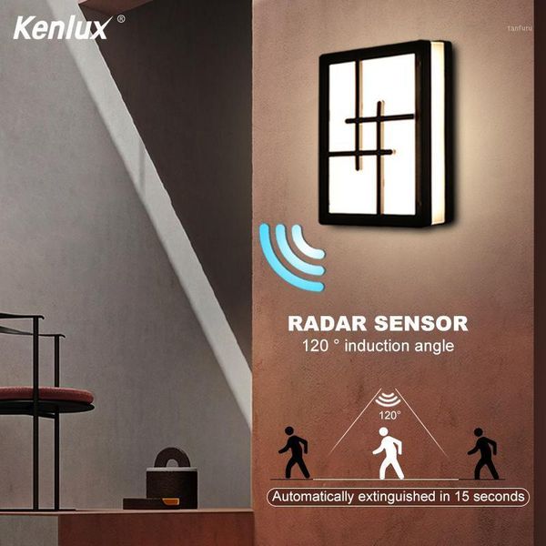 

18w led wall lamp radar motion sensor light waterproof plastic porch light modern led wall courtyard garden outdoor lighting1