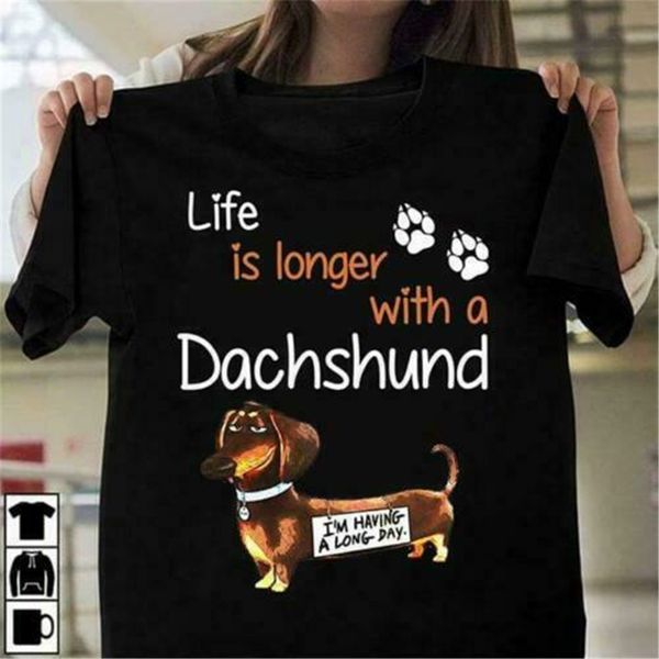 

life is longer with a dachshund men t-shirt cotton s-3xl cool casual tee shirt sport hooded sweatshirt hoodie