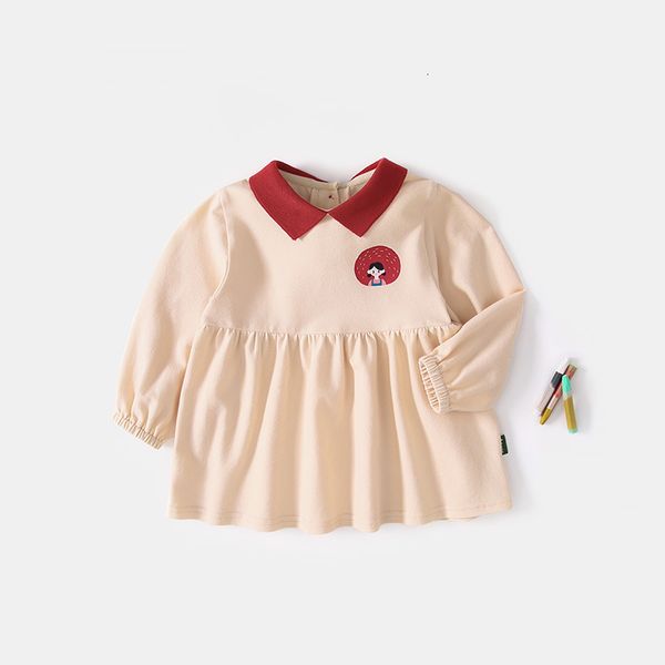 

new spring 2021 long sleeve turn down collar toddler 0-5yrs baby girls sweet kids clothes princess es nnas, Red;yellow