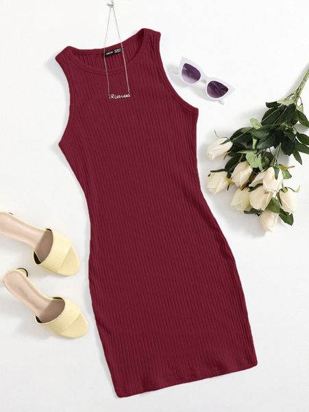 

rib-knit bodycon dress 30d7#, Black;gray