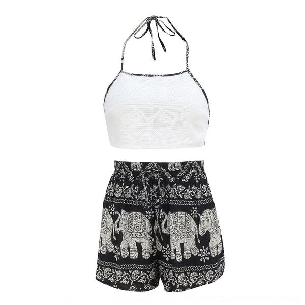 

sbqez 2020 suit new women's neck neck setvacation 2020 summer new women's casual casual summer pants suitshorts pants setvacation, Gray