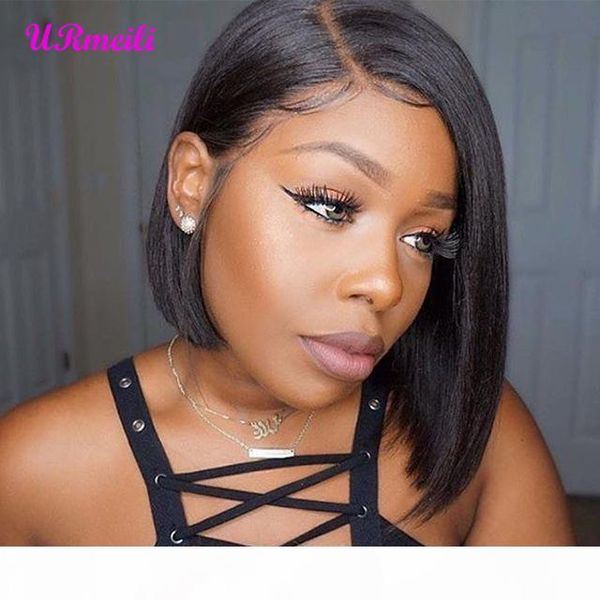 

short 613 blonde bob wigs glueless lace front human hair wigs pre plucked with baby hair ombre brazilian remy hair wigs bleached knot, Black;brown
