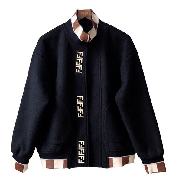 

men fashion brand stars same jackets paragraph ff cashmere woolen autumn jacket european and american winter baseball uniform jacket selling, Black;brown