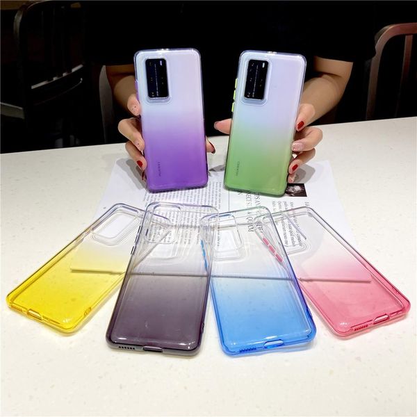 

transparent gradient phone case for samsung s20 ultra a51 a71 a11 a50s a10 a21s s10 note 10 plus soft silicone shockproof cover sqckjb