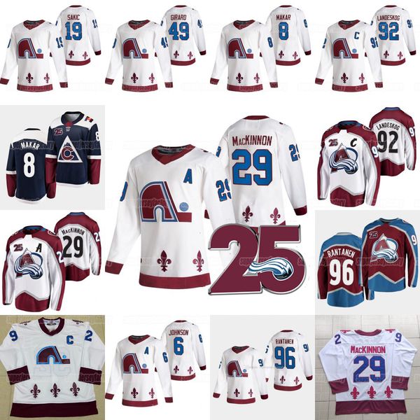 

colorado avalanche 2021 reverse retro 25th jersey nathan mackinnon gabriel landeskog cale makar andre burakovsky mikko rantanen arik johnson, Black;red