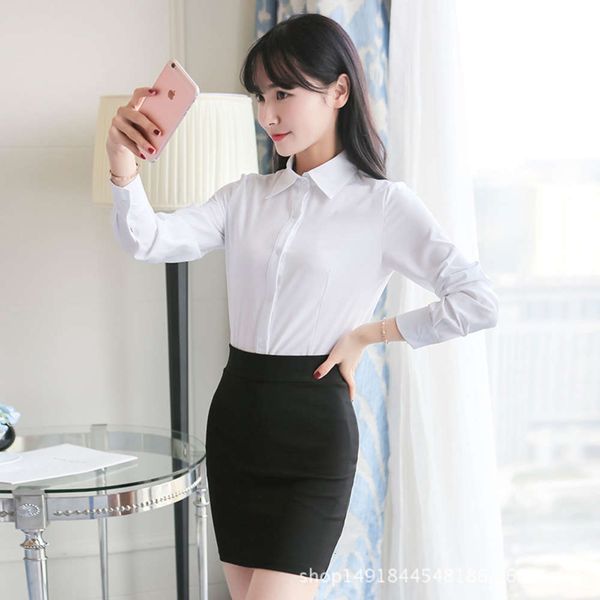 

new white long sleeve profsional drs show thin lapel leader decorate women's shirt