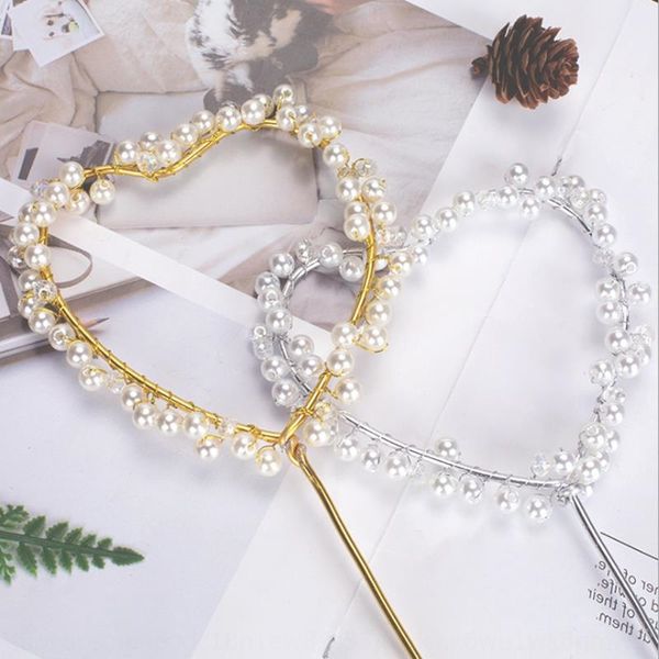 

cake pearl plug-in heart-shaped decorative desserts baking love diydiy wreath inserting valentine's day decoration table cake pearl plu