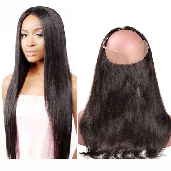 

new arrivals pre plucked 360 lace frontal closure with baby hair straight human hair hand tied natural black 1b 1 piece 8-22 inch, Black;brown
