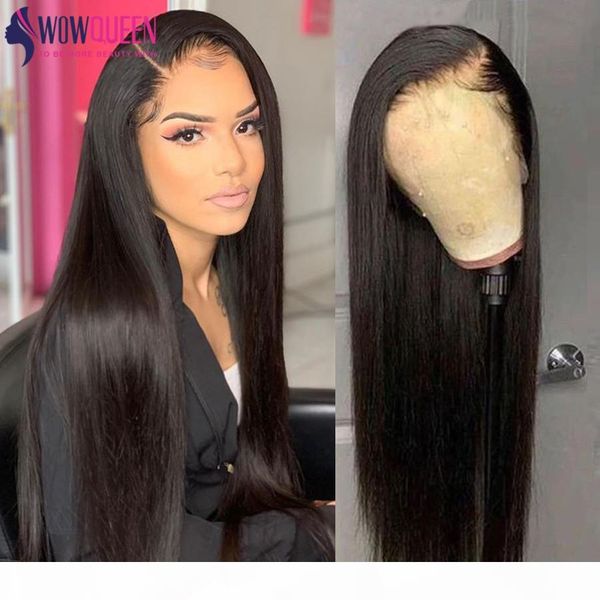 

360 lace frontal wig full 30 inch wig peruvian straight 4x4 6x6 closure wig wowqueen remy straight lace front human hair wigs, Black