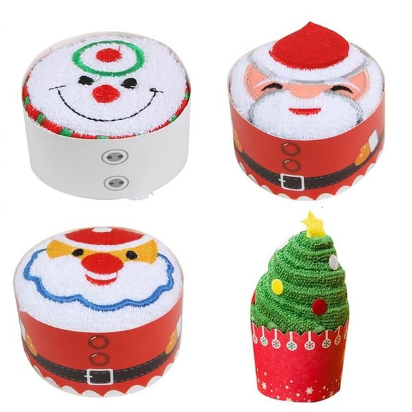 

cup 30x30cm cotton merry cake christmas towel gift xmas new year decoration cupcake santa claus deco