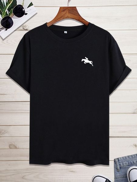 

men horse & figure graphic tee r7z9#, White;black