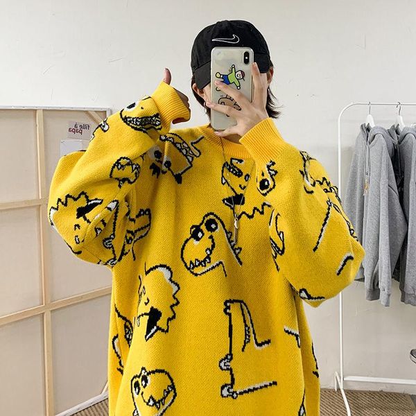 

2020 autumn and winter new korean version of japanese cute couple loose trend casual knitted pullover sweater, White;black