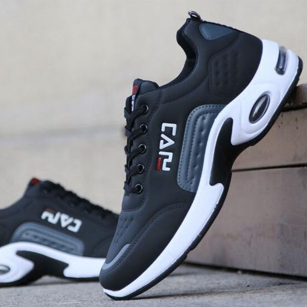 

2020 spring and autumn men's sports casual non-slip leather wild students air cushion men shoes, Red;white