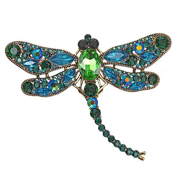 

fashionh dragonfly brooch for women men brooch pin vintage crystal insect brooches dress coat lapel pins jewelry dropshipping, Gray
