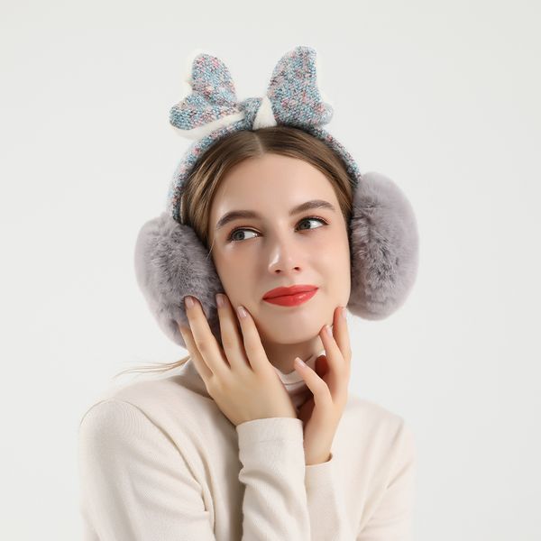 

cute warm and korean bow winter earmuffs protection plush ear bag folding earmuff