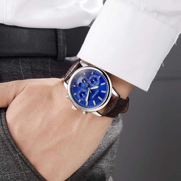 

personalized fashion quartz belt men's watch oxex10um, Slivery;brown