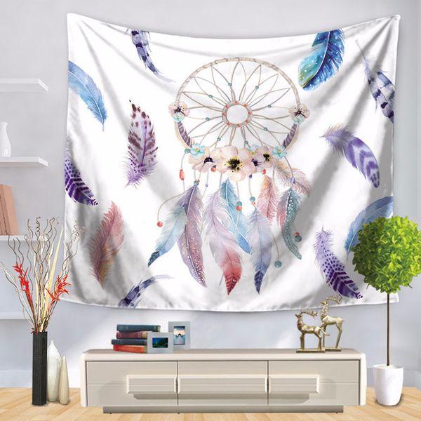

romantic dreamcatcher tapestries wall hanging dreamlike colorful wall carpet feathers decorative tapestry 150cm *130cm
