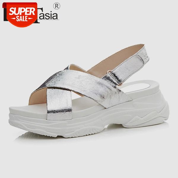 

doratasia 2019 new fashion summer flat platform sandals women genuine leather casual lady wedges light summer beach shoes woman #5z73, Black