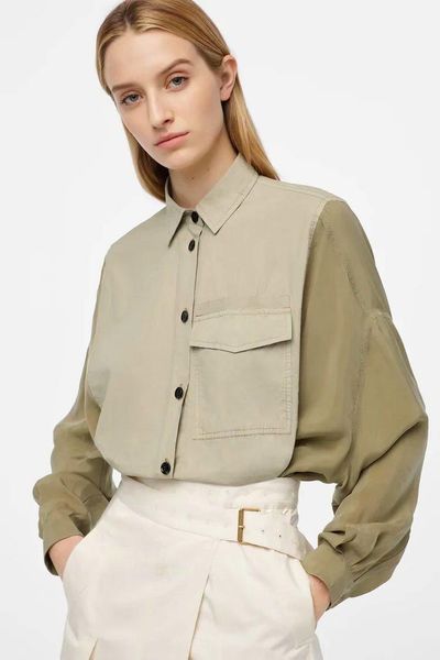 

women's blouses & shirts 2021 autumn style lapel drape blouse c4-35027, White