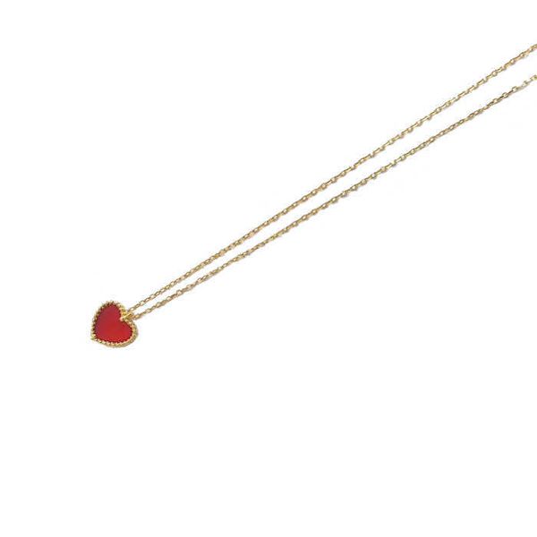 

luxury small red heart necklace clavicle chain female natural chalcedony 18k rose gold love heart-shaped bracelet simple fashion, Silver