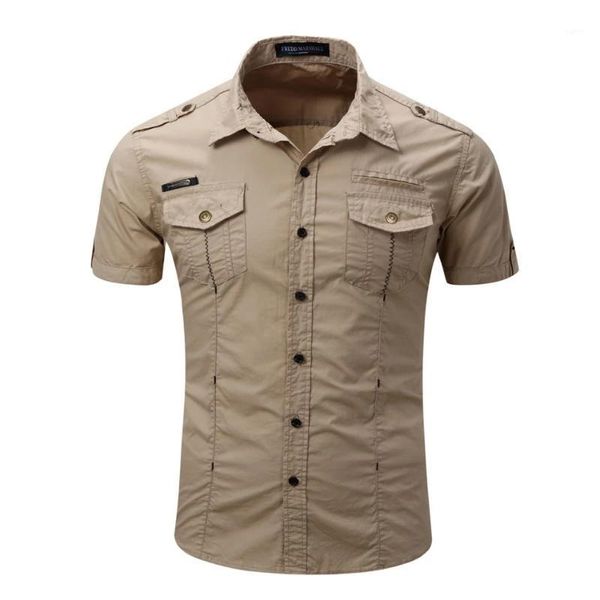 

2020 mens cargo shirt men casual shirt solid short sleeve shirts work with wash standard us size 100% cotton1, White;black