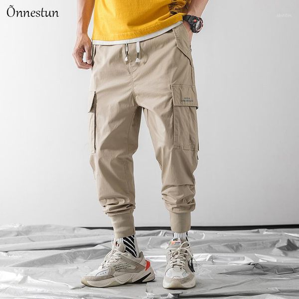 

men's pants onnestun casual men 2021 fashion harem sweatpant hip hop printing trousers man streetwear jogger1, Black