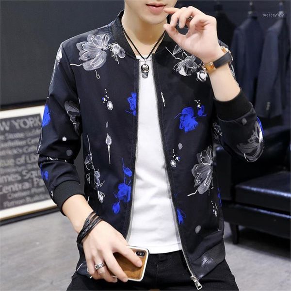 

men's jackets 2021 spring autumn arrival mens printed flower chamarras para hombre slim fit casual men coat designer clothes 6xl1, Black;brown