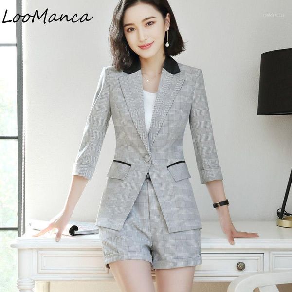 

professional set women skirt suit 2018 spring summer temperament formal office lady blazer with skirt plus size work wear1, White;black