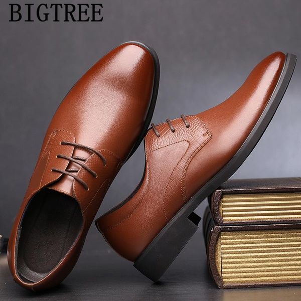 

dress shoes business men formal brand mens genuine leather italian brown oxford elegant zapatilla hombre, Black